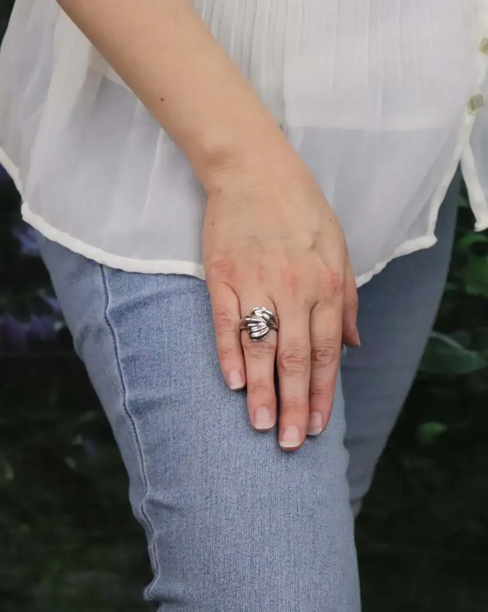 Sterling Silver Ribbed Textured Dome Ring Size 5 1/2 Petite Woman Pinky